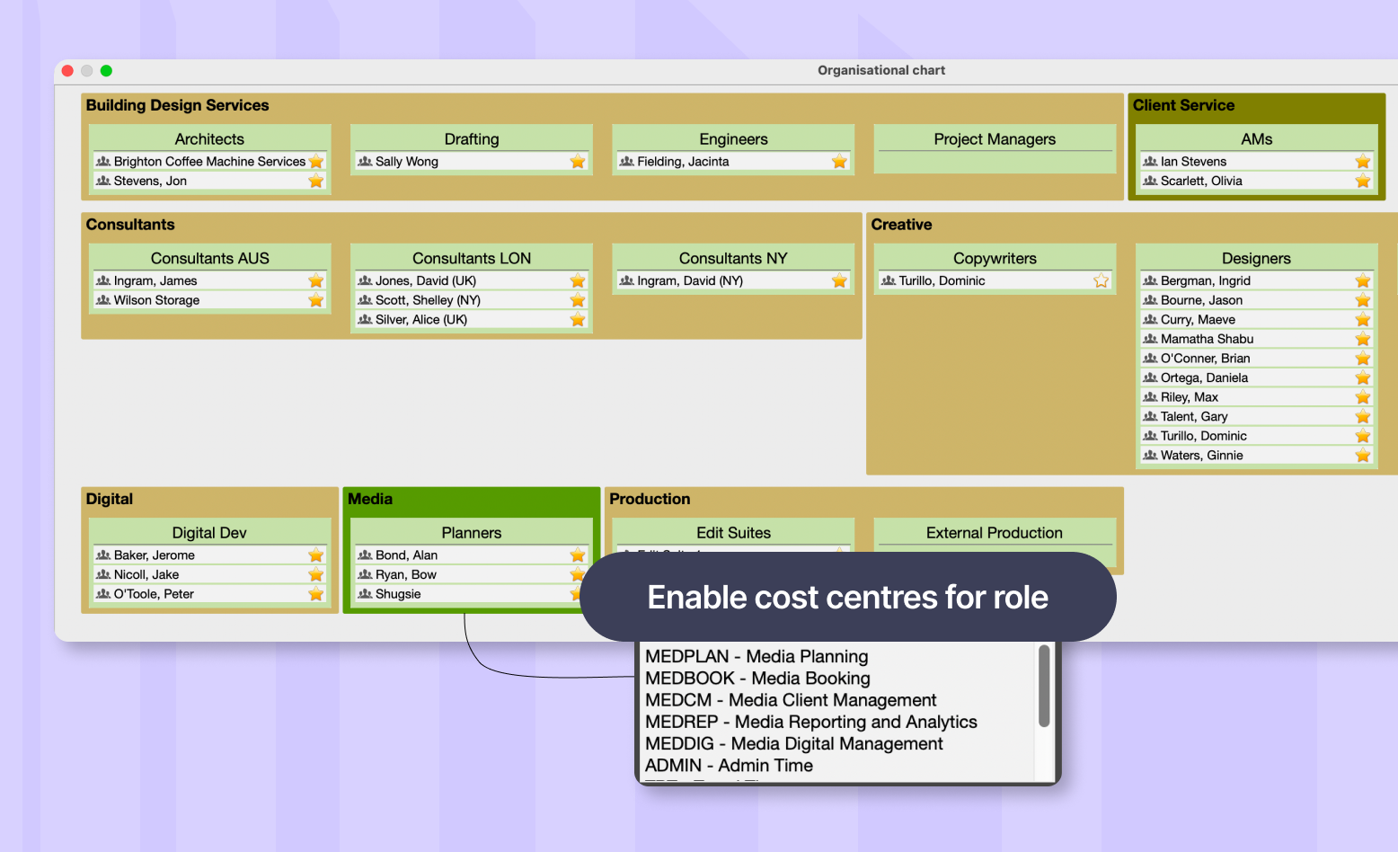 Team Management screen in JobBag